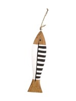 Dijk Natural Collections Hanger vis hout met zwart witte strepen 40x9x3cm