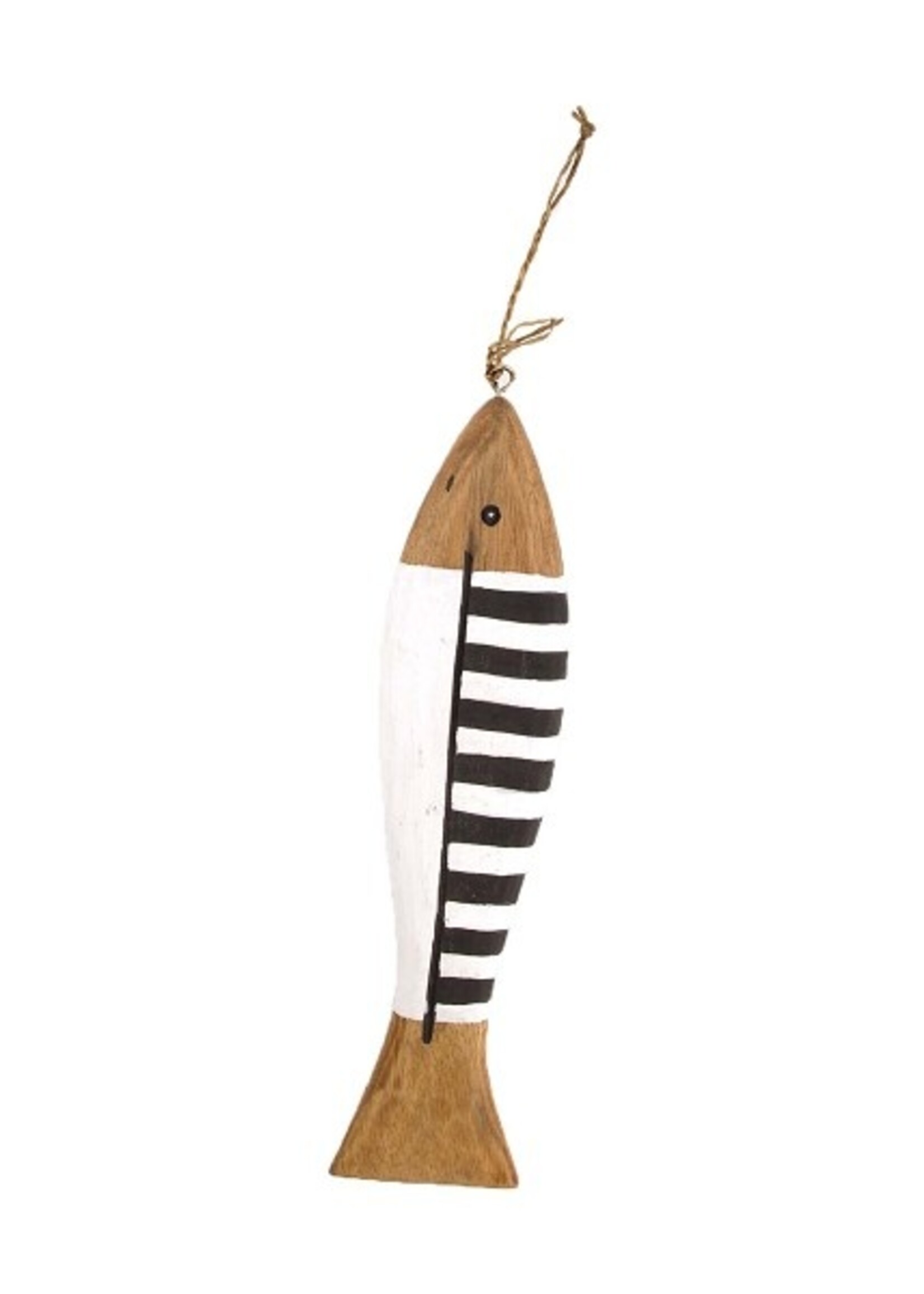 Dijk Natural Collections Hanger vis hout met zwart witte strepen 40x9x3cm