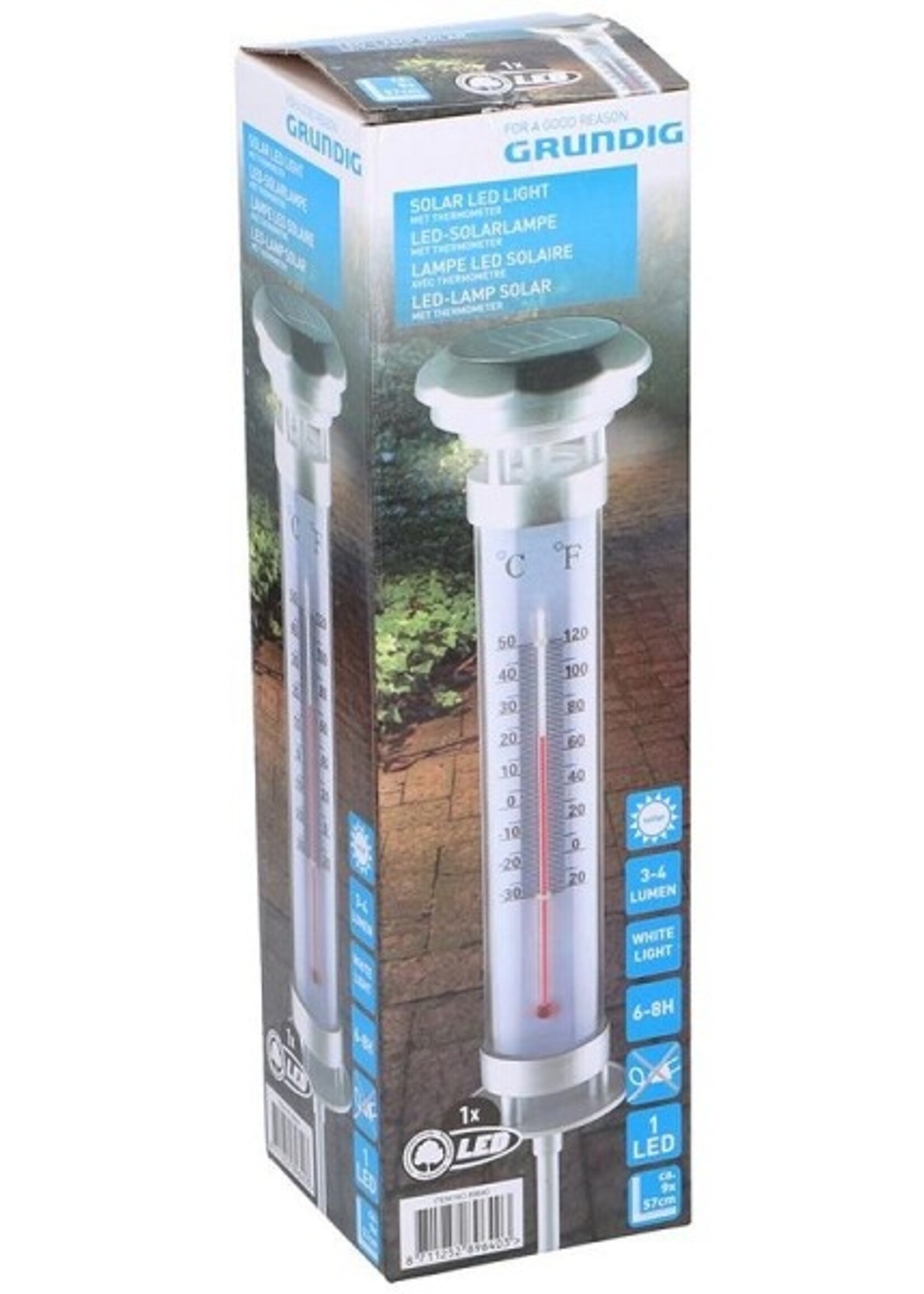 Grundig Solarlamp & thermometer 1-LED 9x57cm