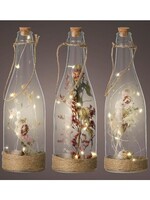 Lumineo Micro LED fles met droogbloemen Ø7-H23cm op batterij met 6 uur timer voor binnen gebruik per stuk