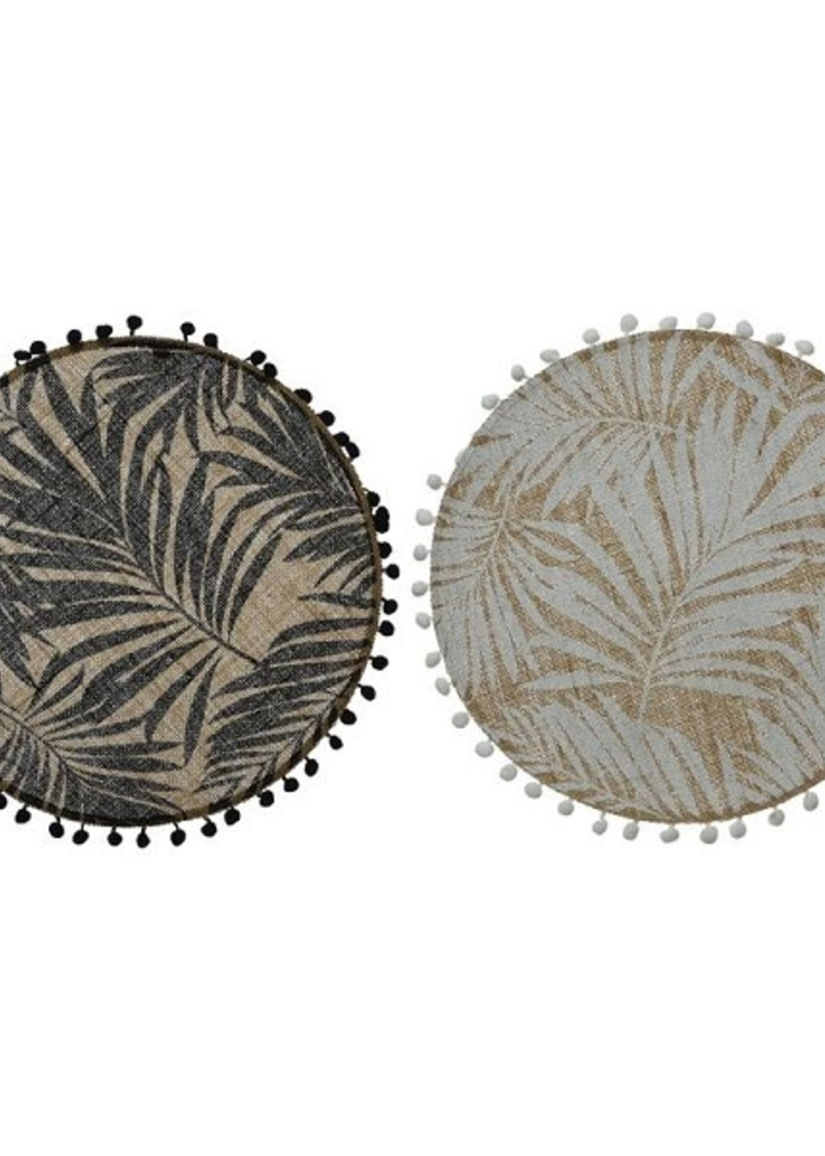 Decoris Placemat jute met blad afdruk Ø38-H0.3cm
