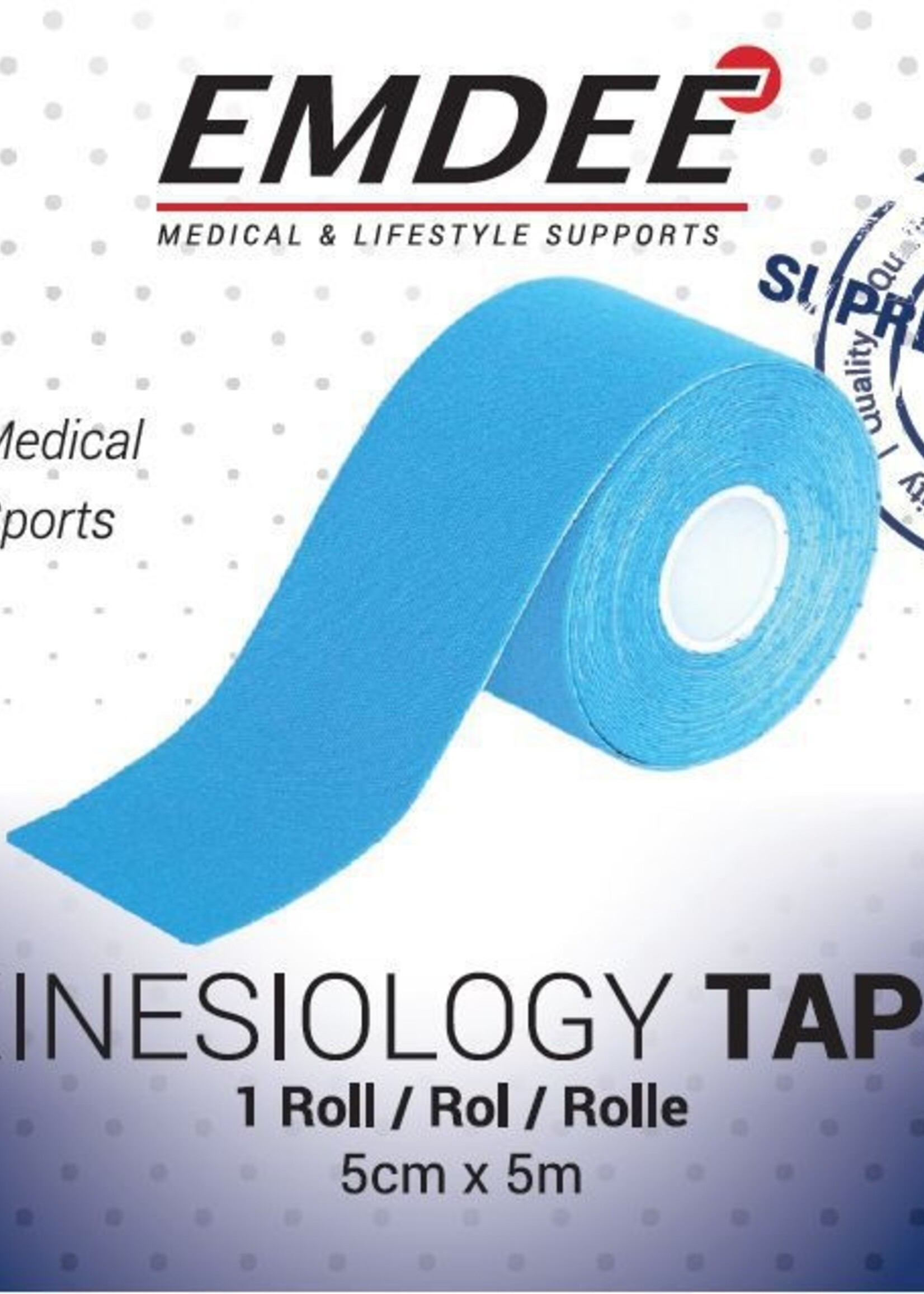 Emdee Kinesiology Tape Licht Blauw Non Cut 1rol