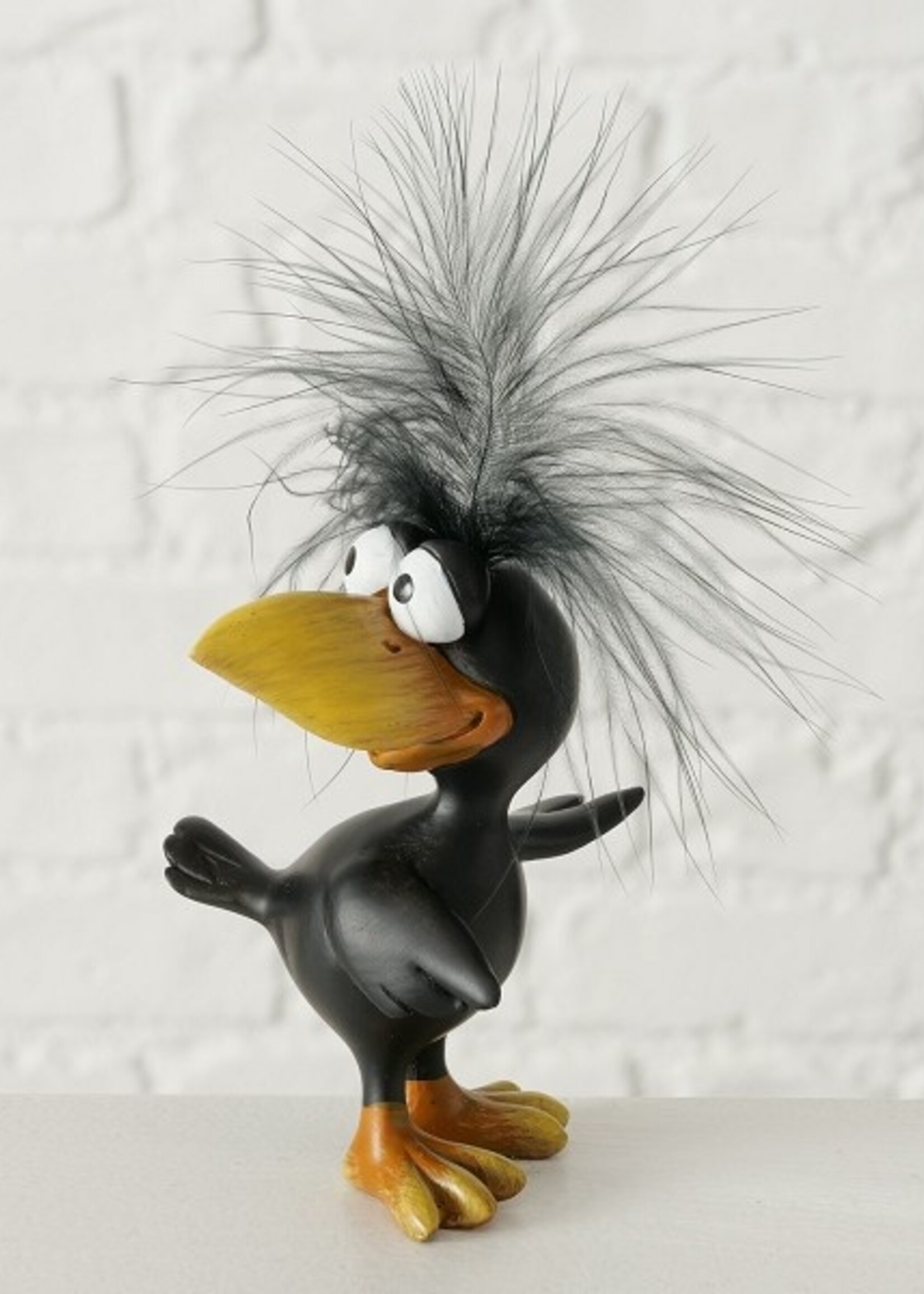 Boltze Home Vogel Villy kunsthars 7x7x14cm zwart per stuk