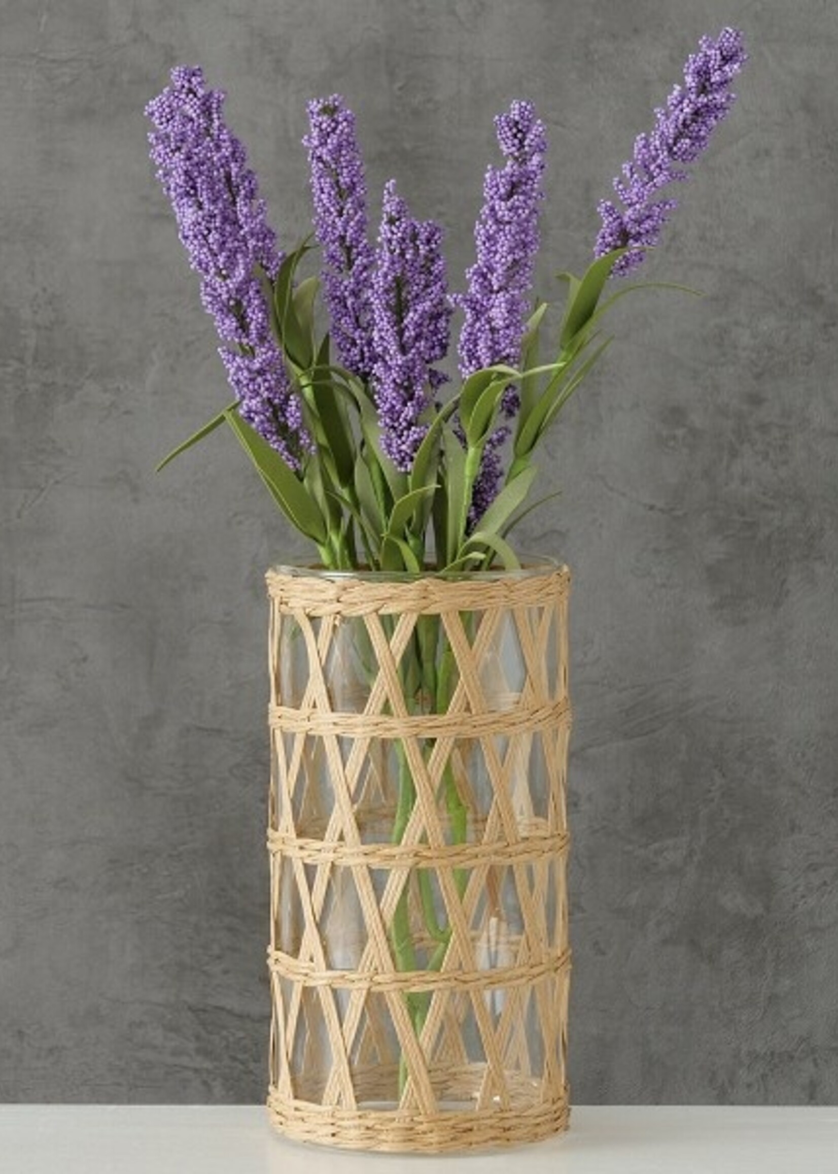 Boltze Home Vaas Favro glas met omhulsel van zeegras Ø11xh20cm