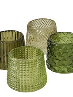 Boltze Home Theelichthouder Sabena glas Ø8xh7cm groen per stuk