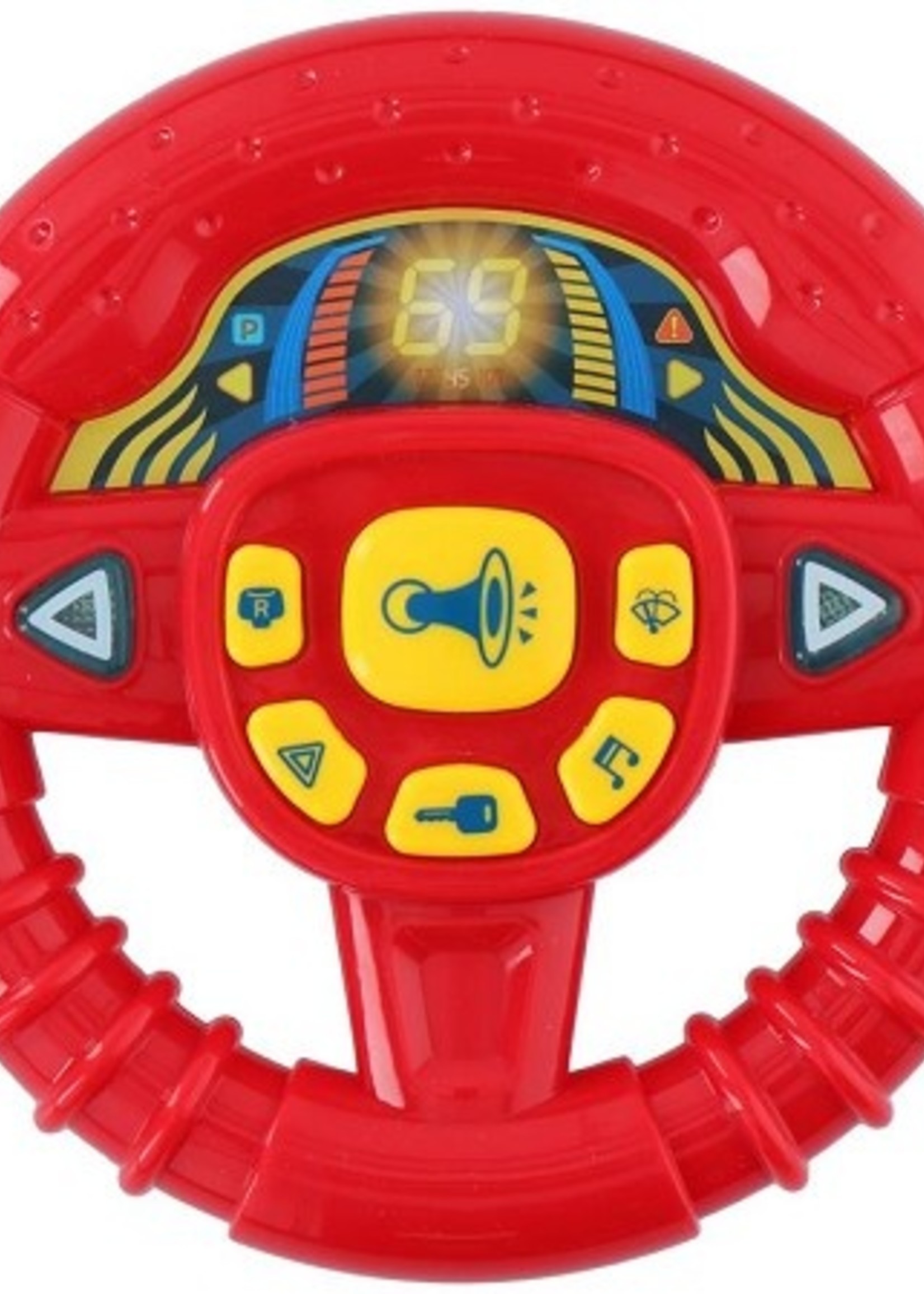 Stuurwiel met licht en geluid Ø15x4cm rood of blauw