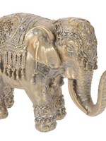 Olifant polystone goud 19x12x7cm