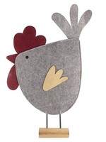 Vensterdeco vilt kip grijs 6x46x30cm