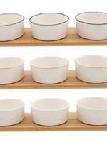 Set a 3 schaaltjes op bamboe plank 9x6x33cm per stuk