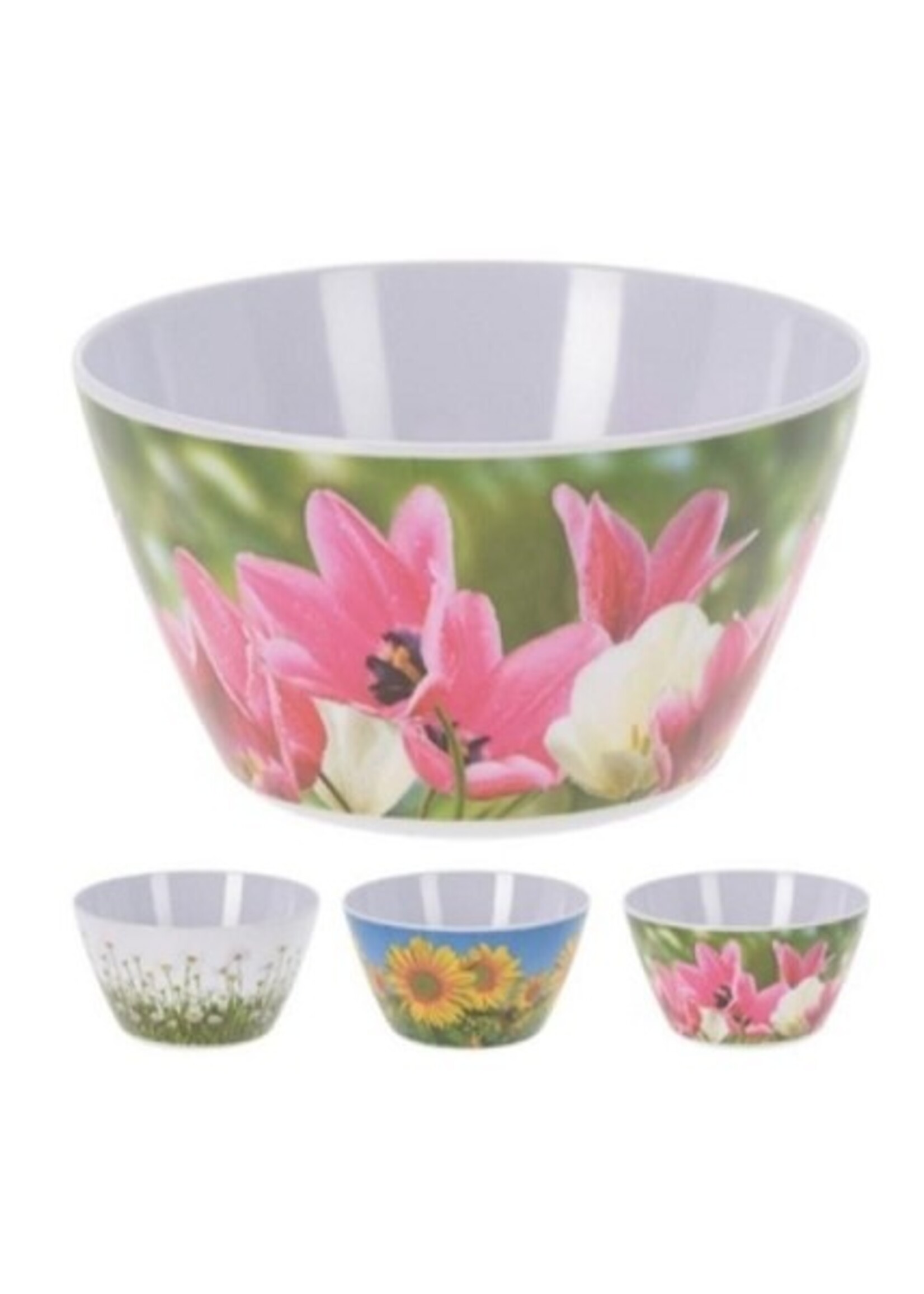 Schaal melamine bloemenprint Ø25cm per stuk