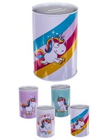 Spaarblik unicorn Ø10x15cm verschillende dessins