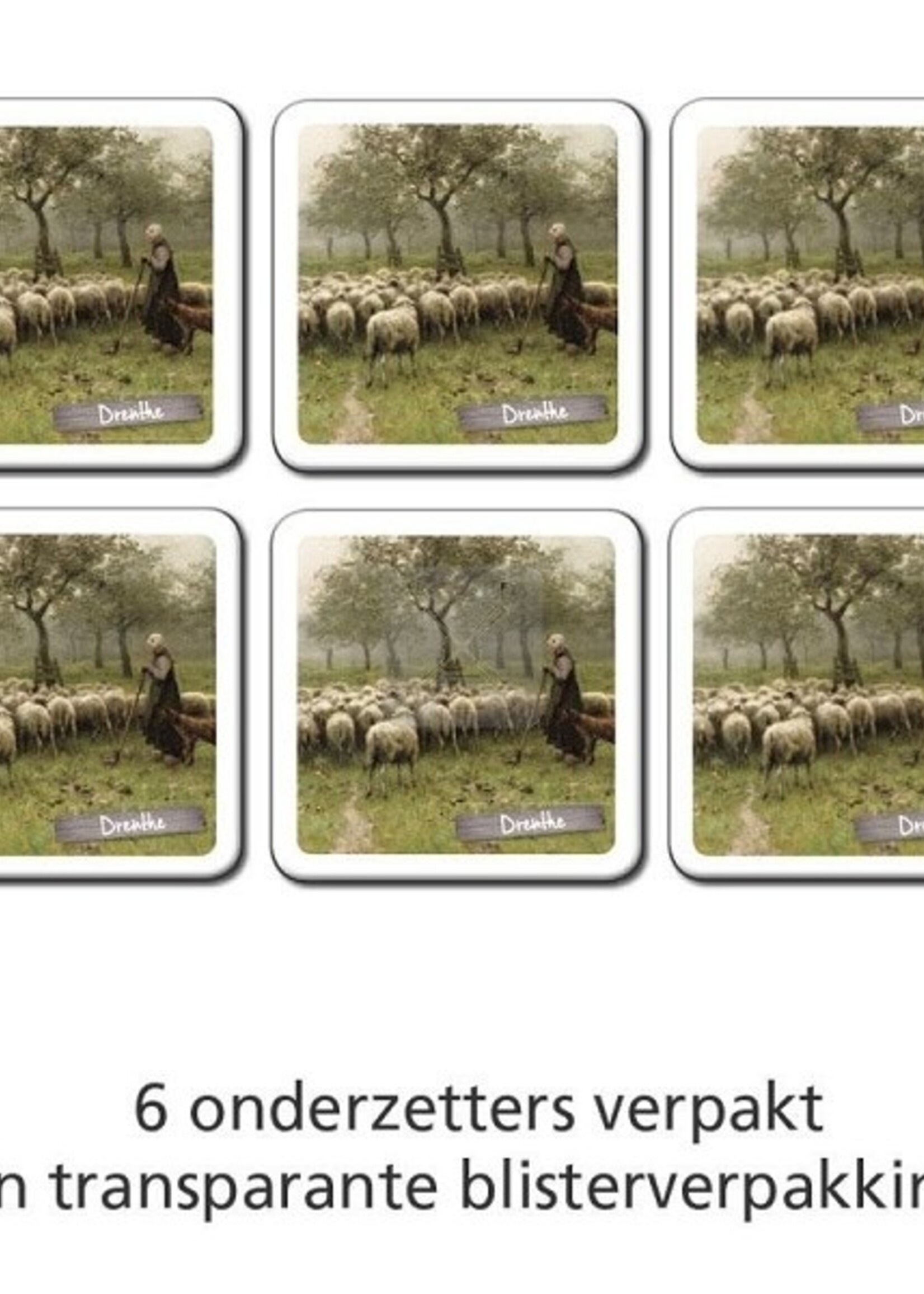 Onderzetters Drenthe schapen set a 6 stuks