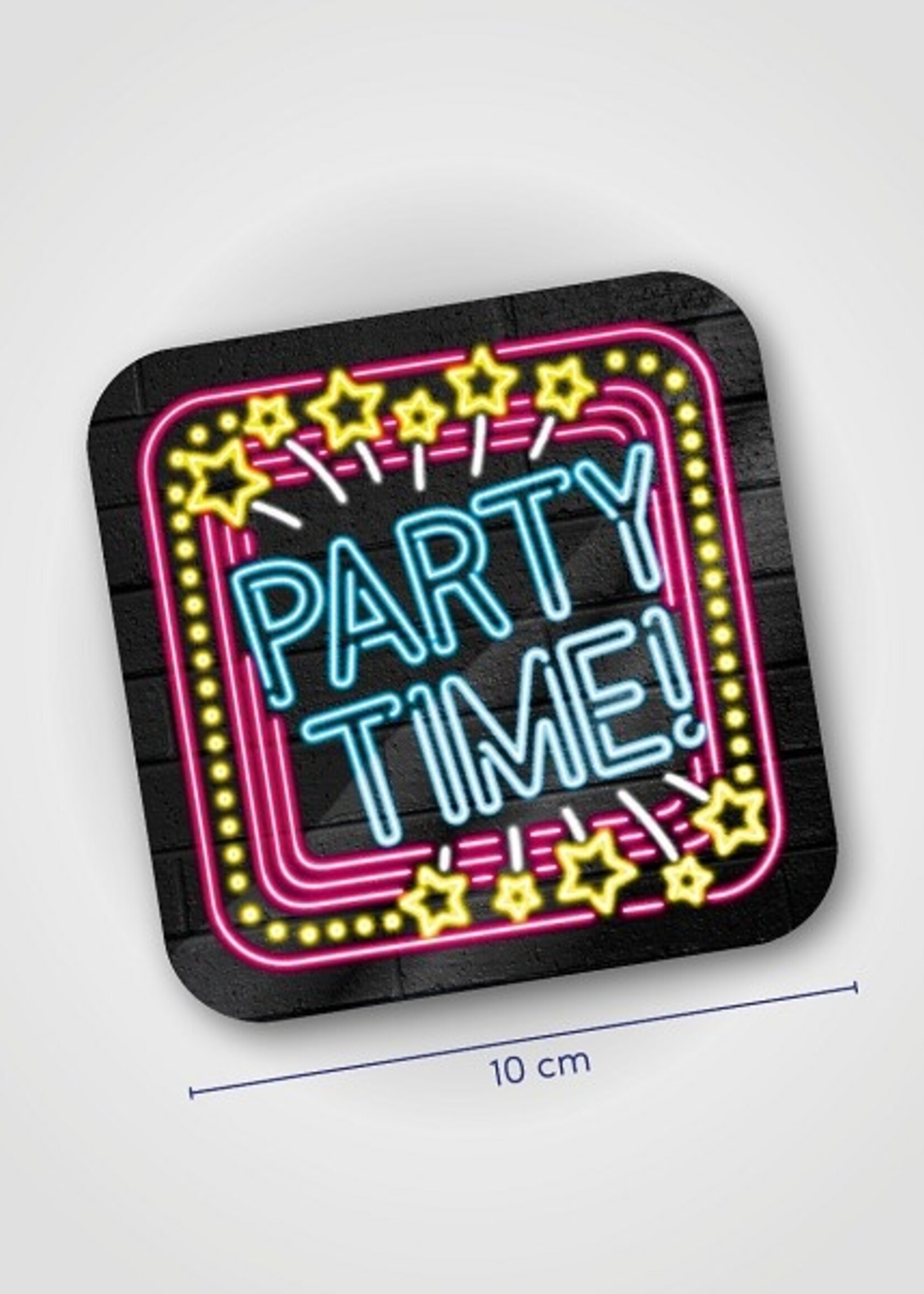 Paperdreams Neon onderzetters 6 stuks 10 cm - Party time!