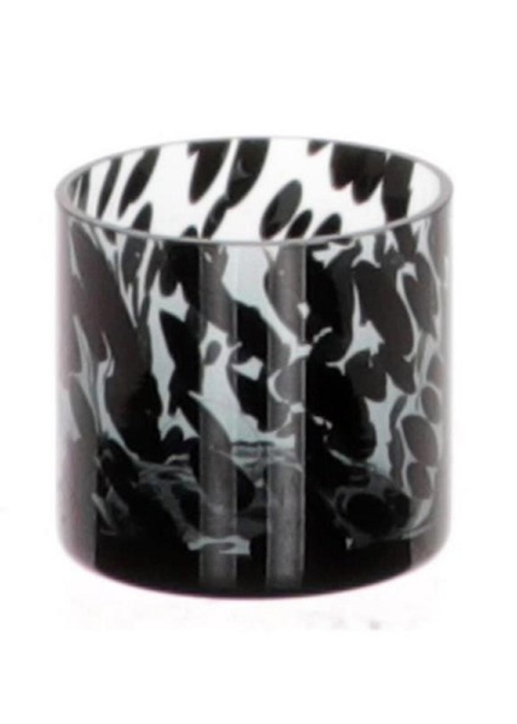 Theelichthouder Panter glas Ø8xh8cm grijs