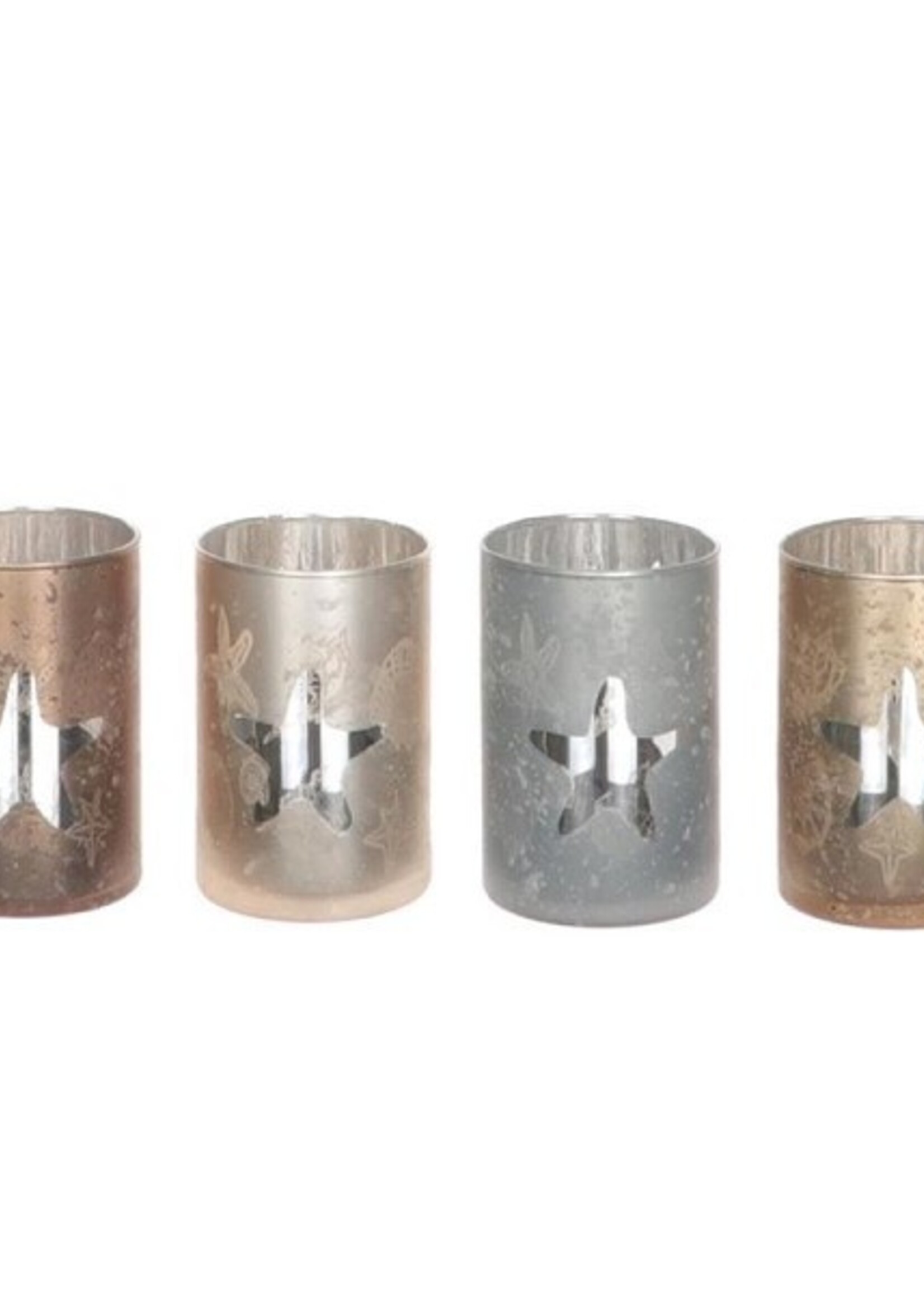 Theelichthouder Ocean Star metallic Ø8xh12cm per stuk