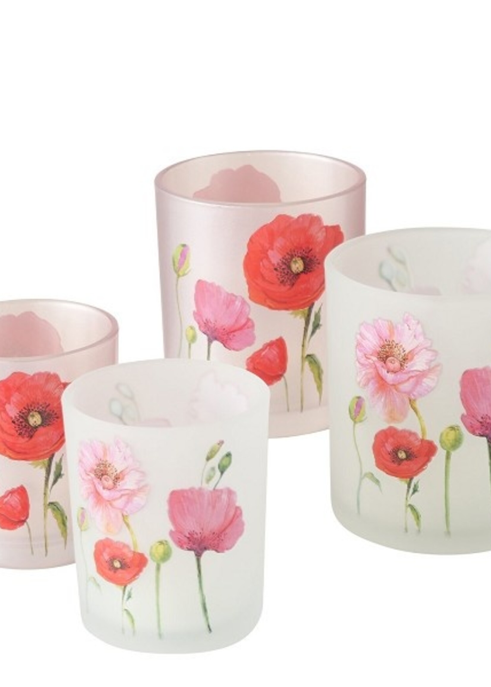 Boltze Home Windlicht Poppy bloem 2-delige set Ø7xh8/Ø9xh10cm