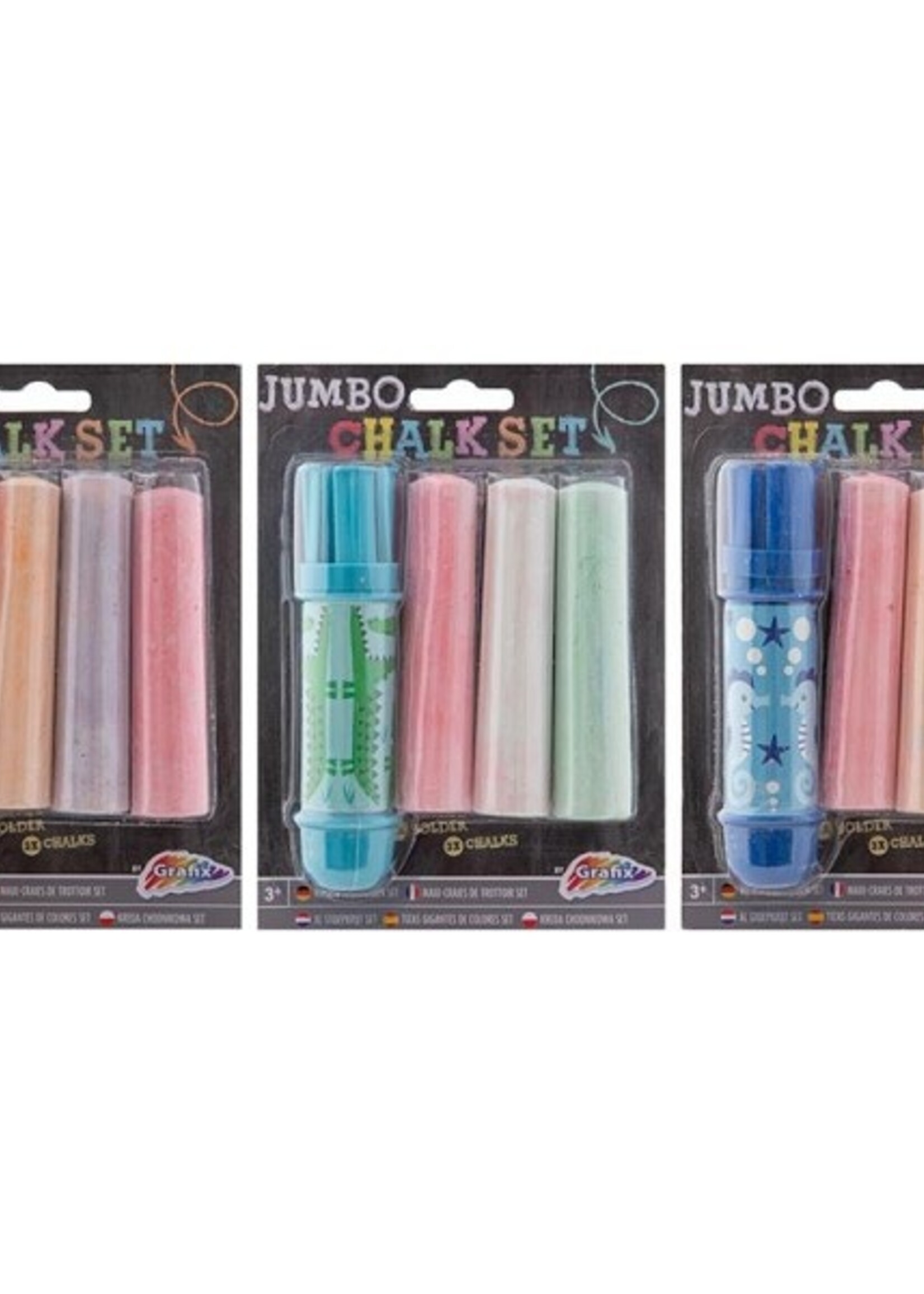 Grafix Stoepkrijt 3 kleuren met handvat