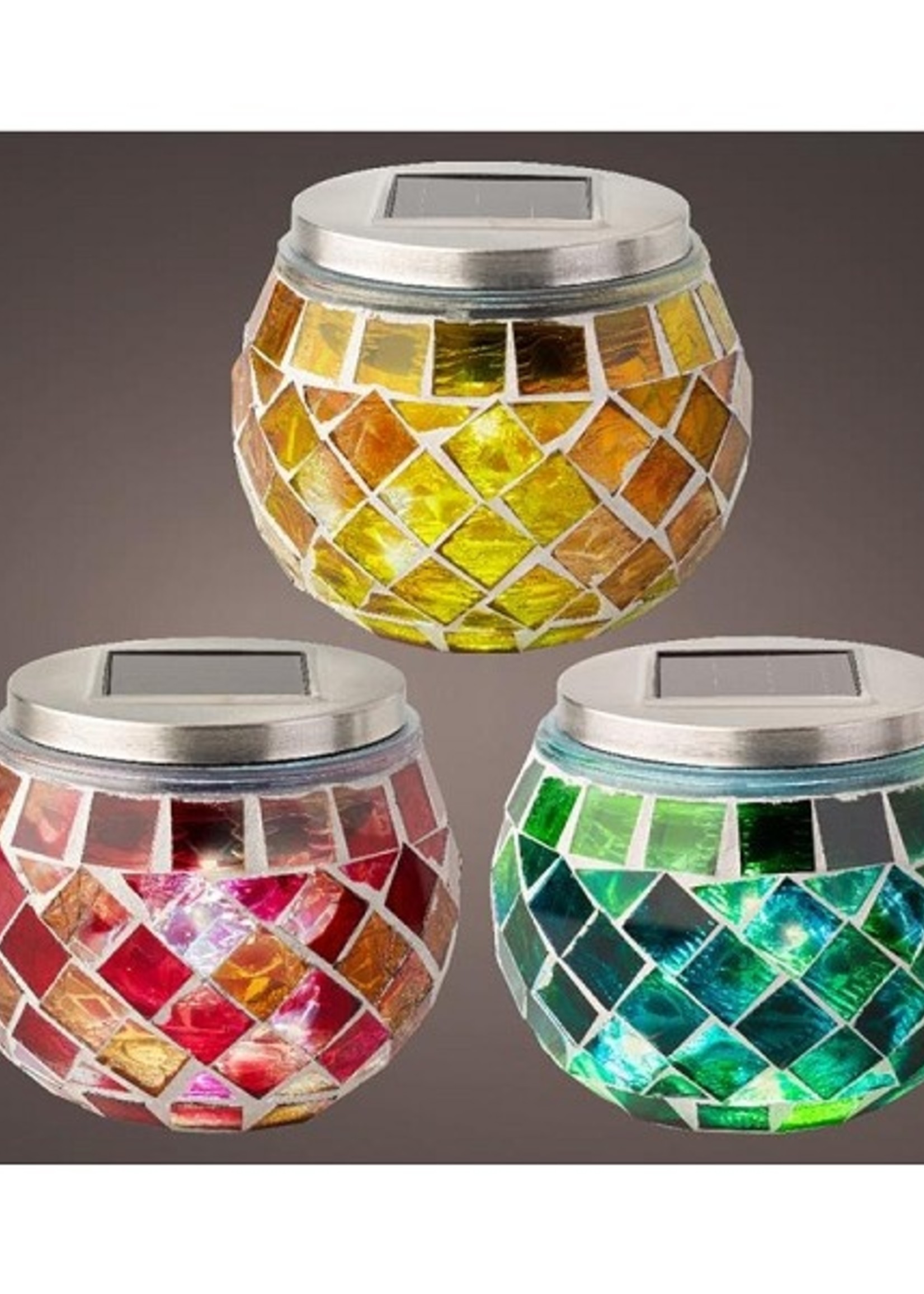 Lumineo LED Solar mozaiek windlicht Ø10-H9cm per stuk