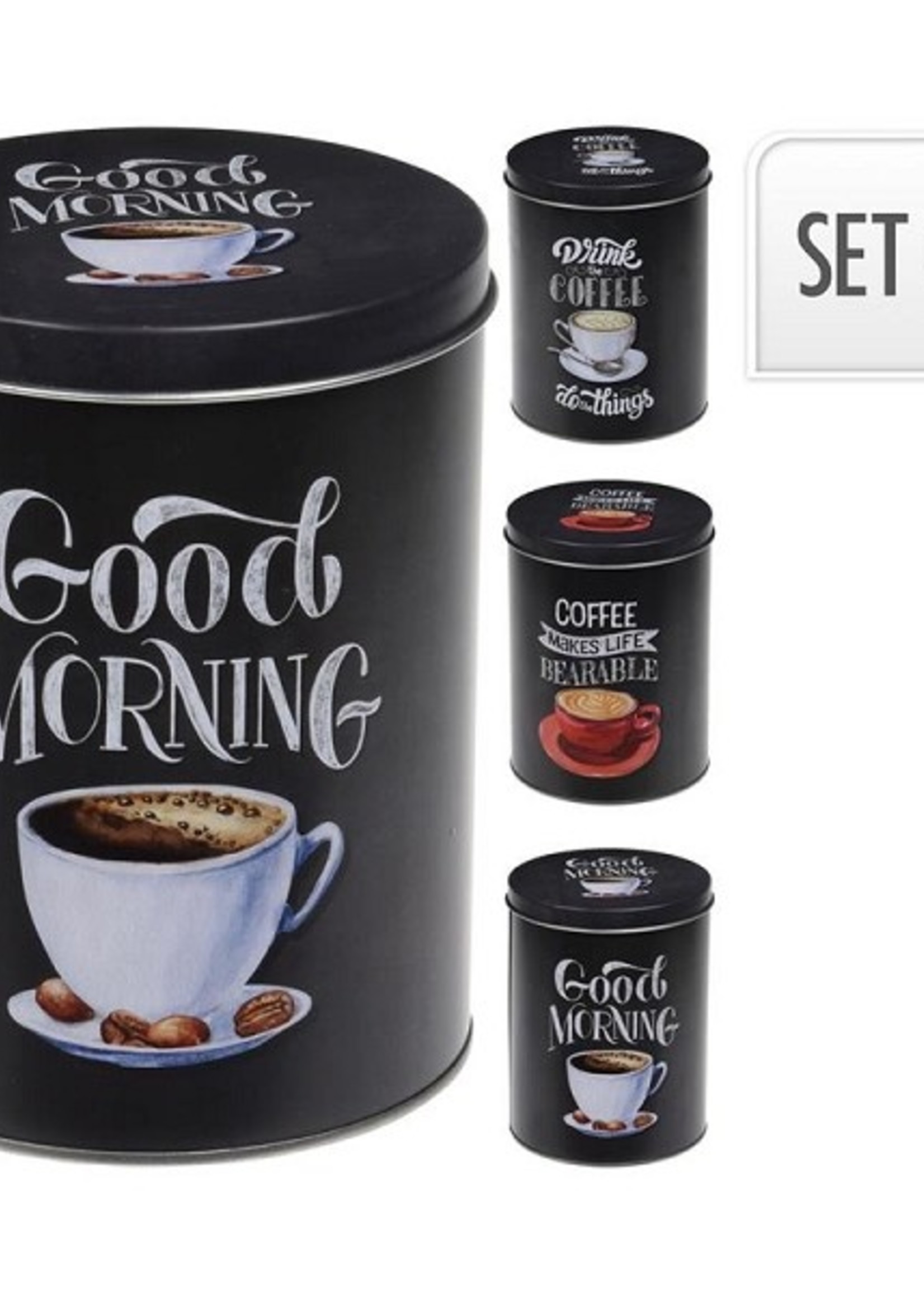 Voorraadblikset 3-delig coffee Ø10x14cm