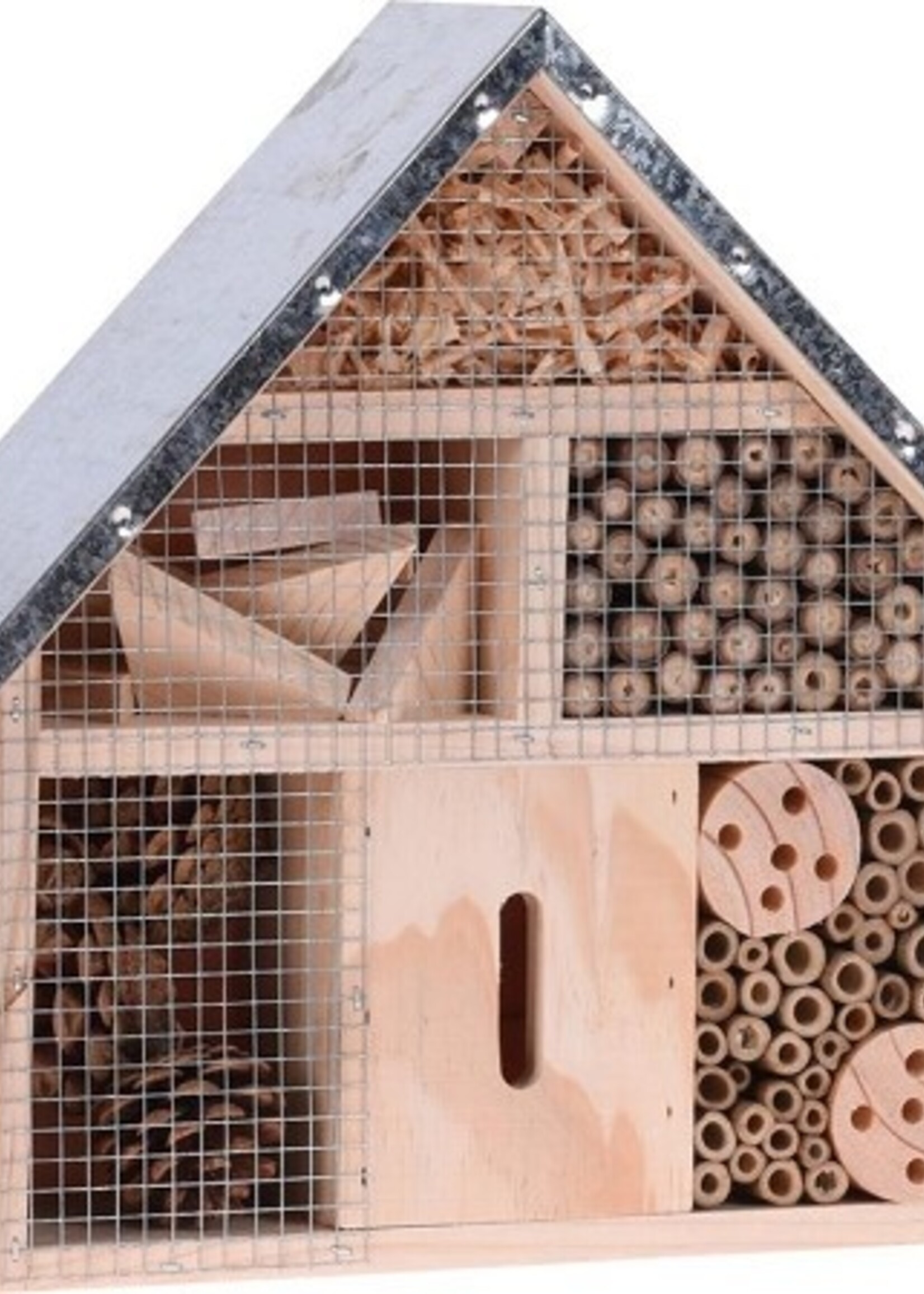 Insectenhotel hout metalen dak 29,5x28cm