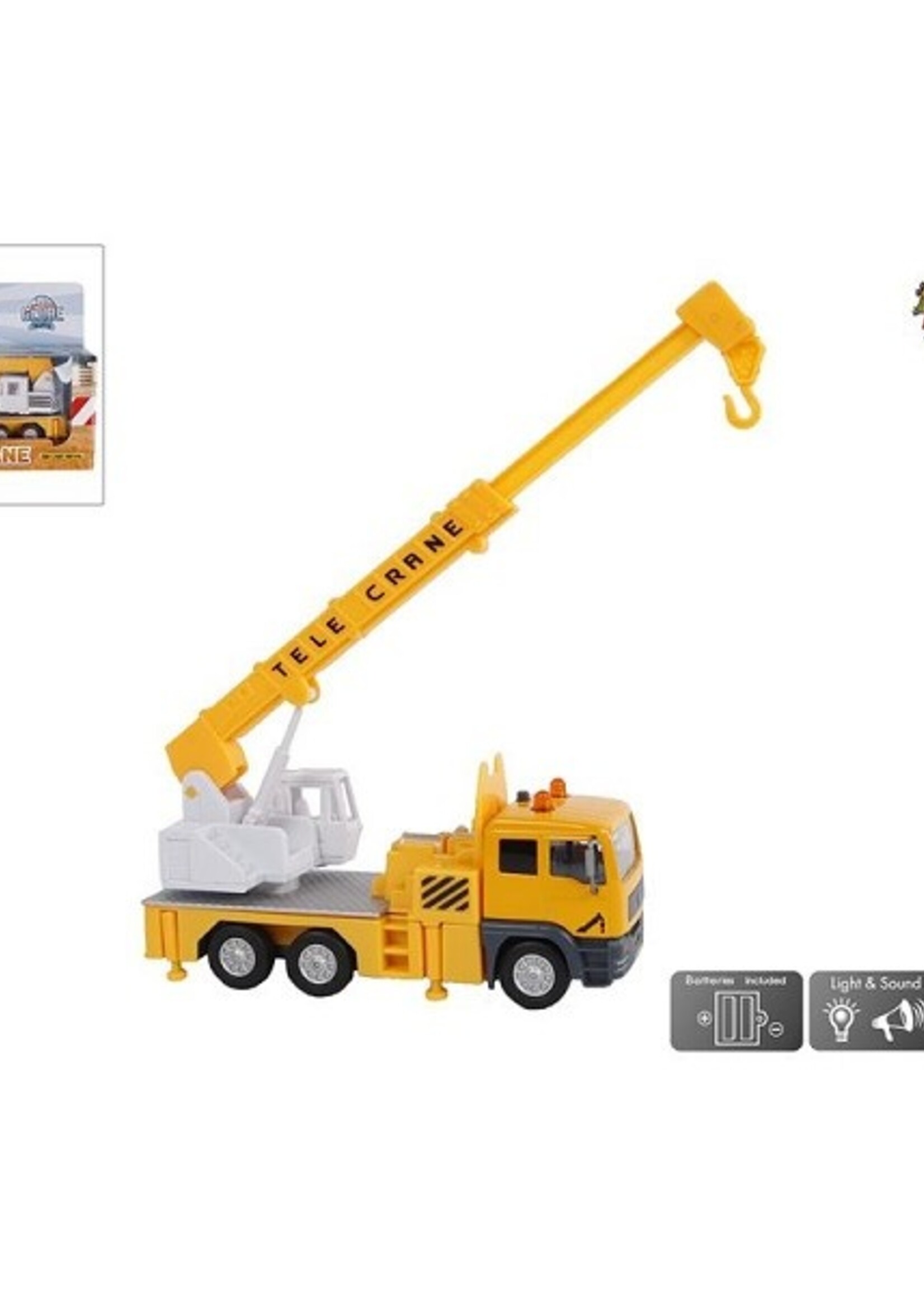 Kids Globe Hijskraan die cast met licht en geluid 15cm