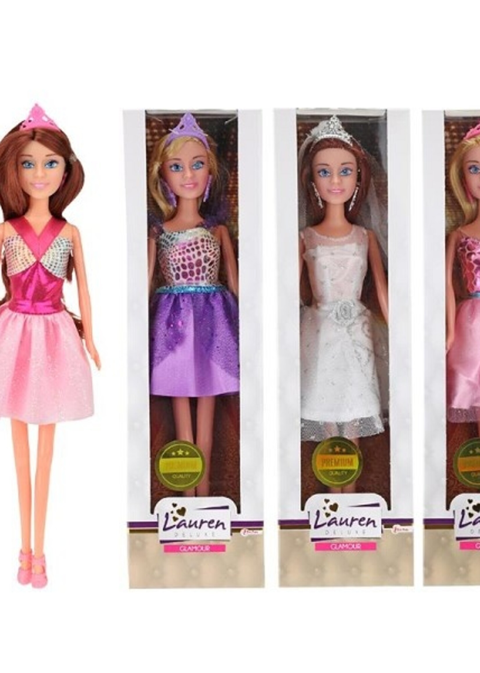 Toi Toys Lauren Tienerpop met diadeem in feestjurk per stuk