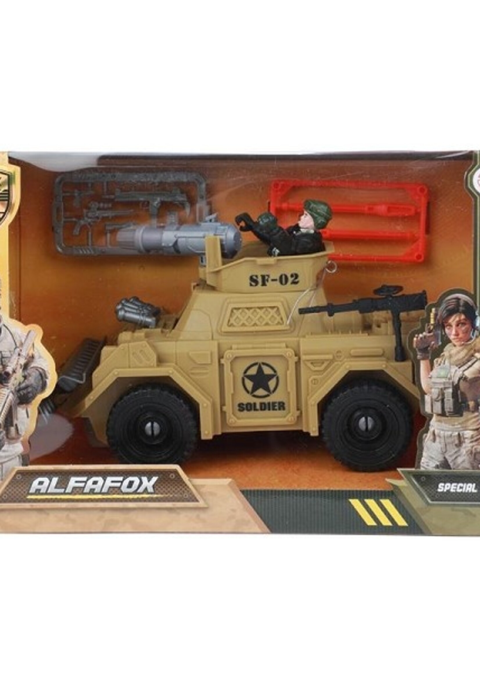 Toi Toys Alfafox Militair Speelset Pantservoertuig met accessoires