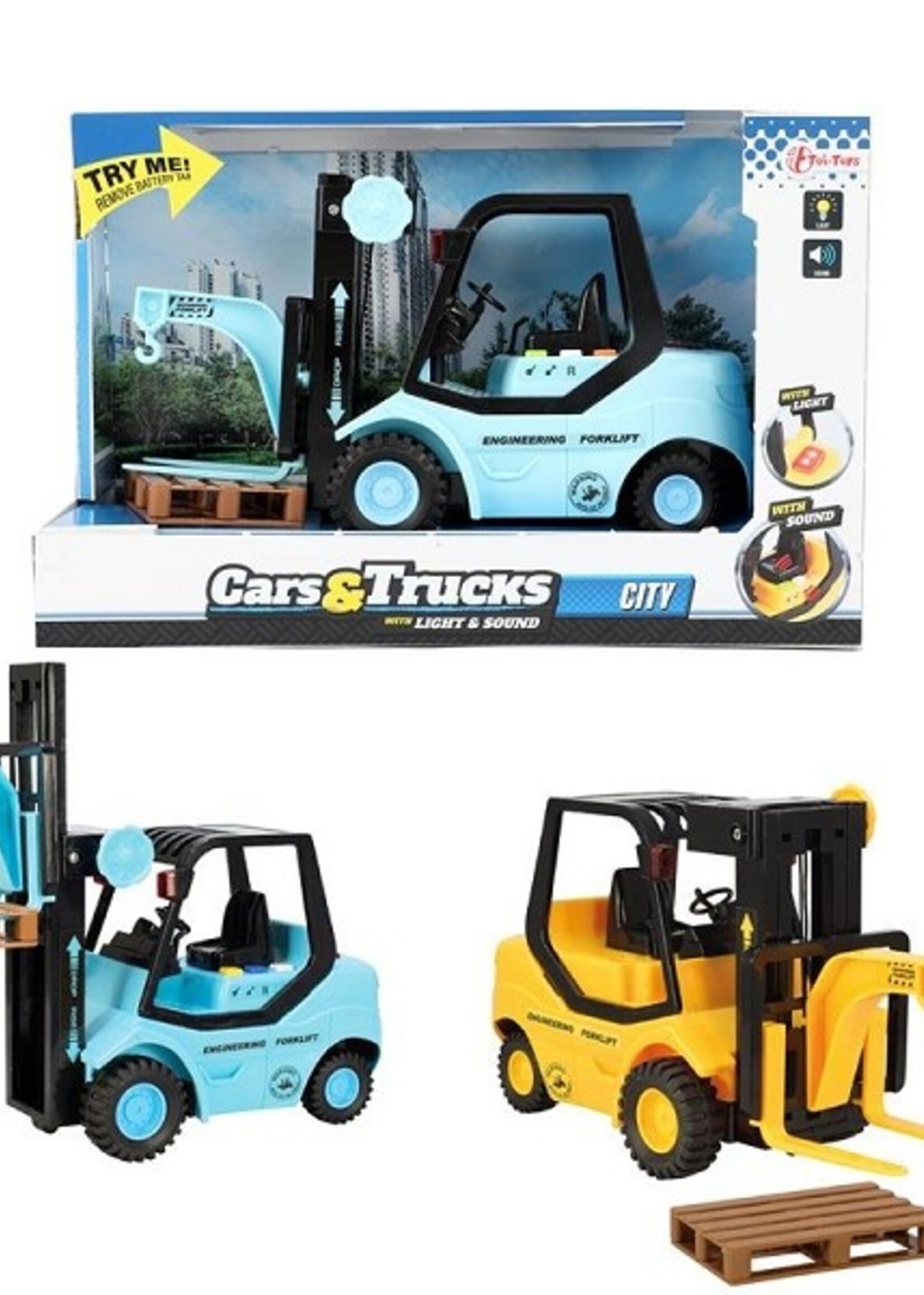 Toi Toys Cars&Trucks Vorkheftruck frictie + licht en geluid  per stuk