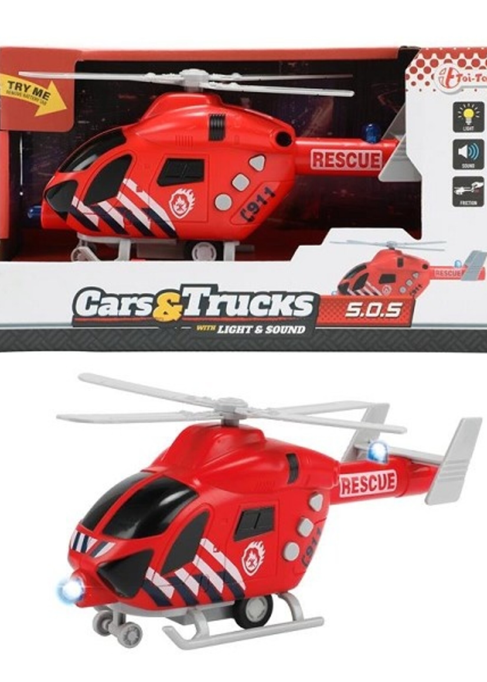 Toi Toys Cars&Trucks Brandweerhelikopter Rescue + licht en geluid