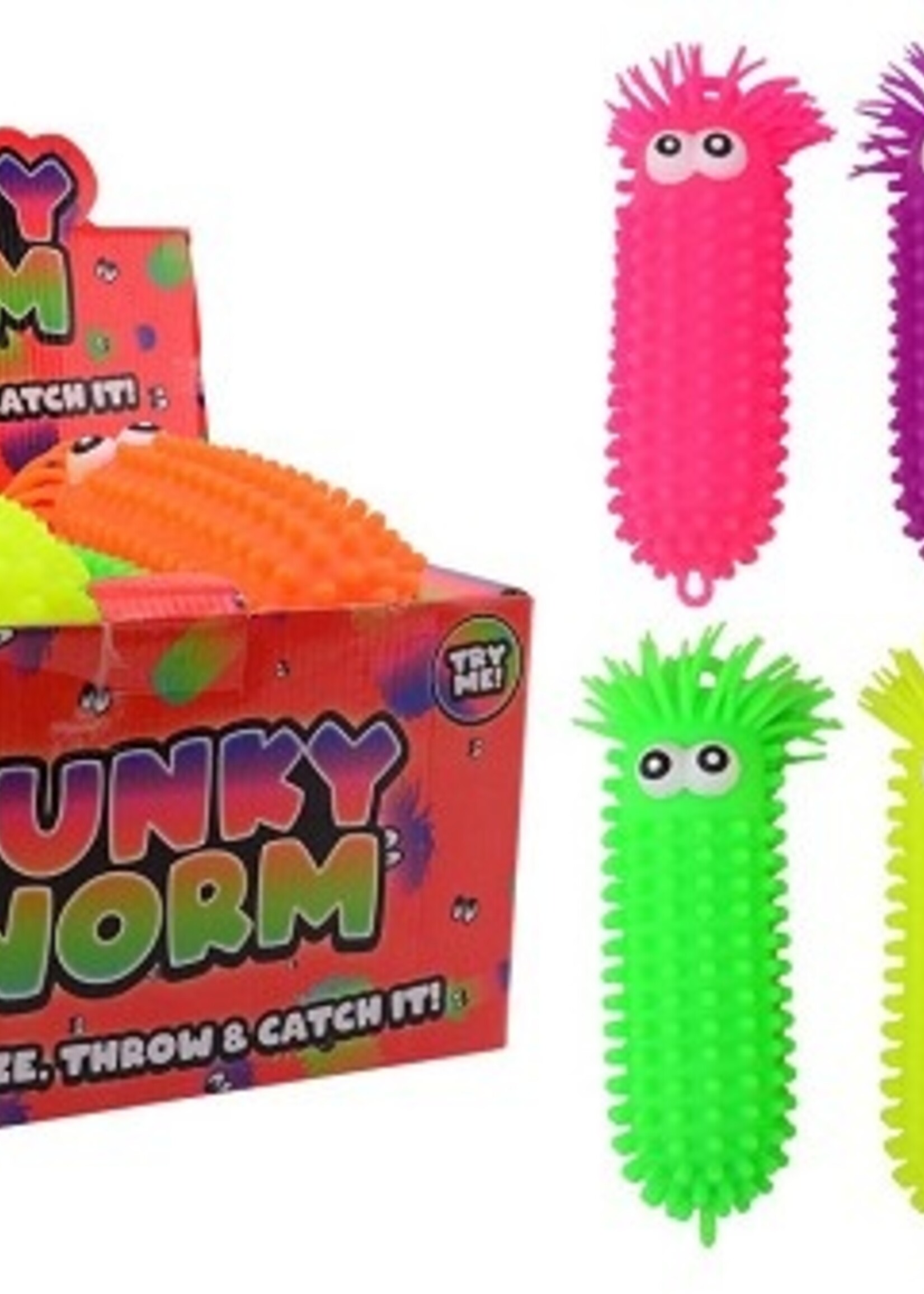 John Toy Fluffy worm met grote ogen 9x9x28cm per stuk