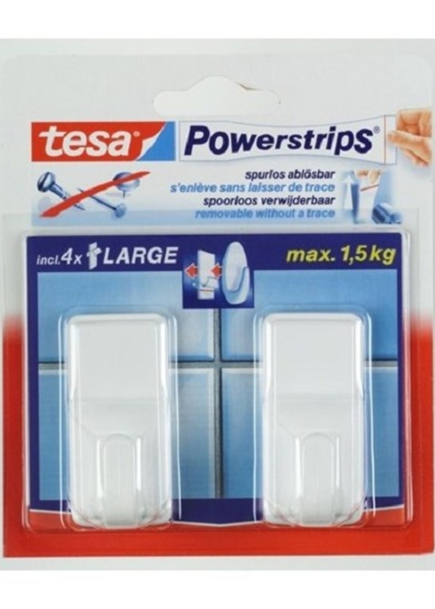 Tesa Powerstrips zelfklevende haak wit 2kg - 2 stuks