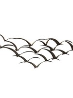 Metalen wanddecoratie vogelzwerm 113x1,5x28cm