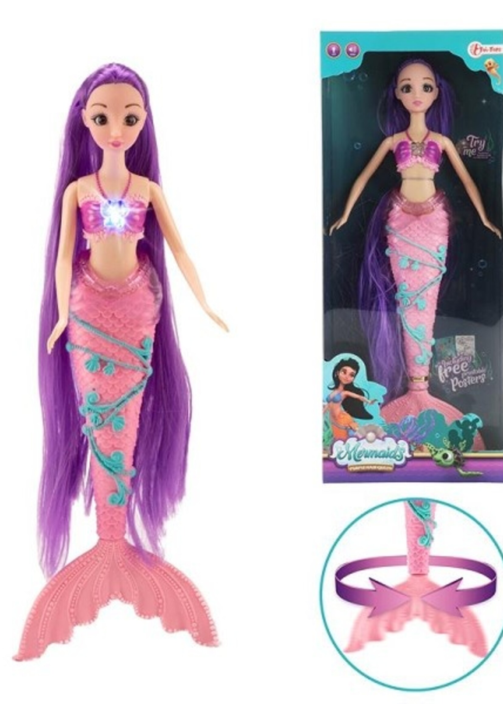 Toi Toys Mermaids Zeemeerminpop lang haar met licht en geluid