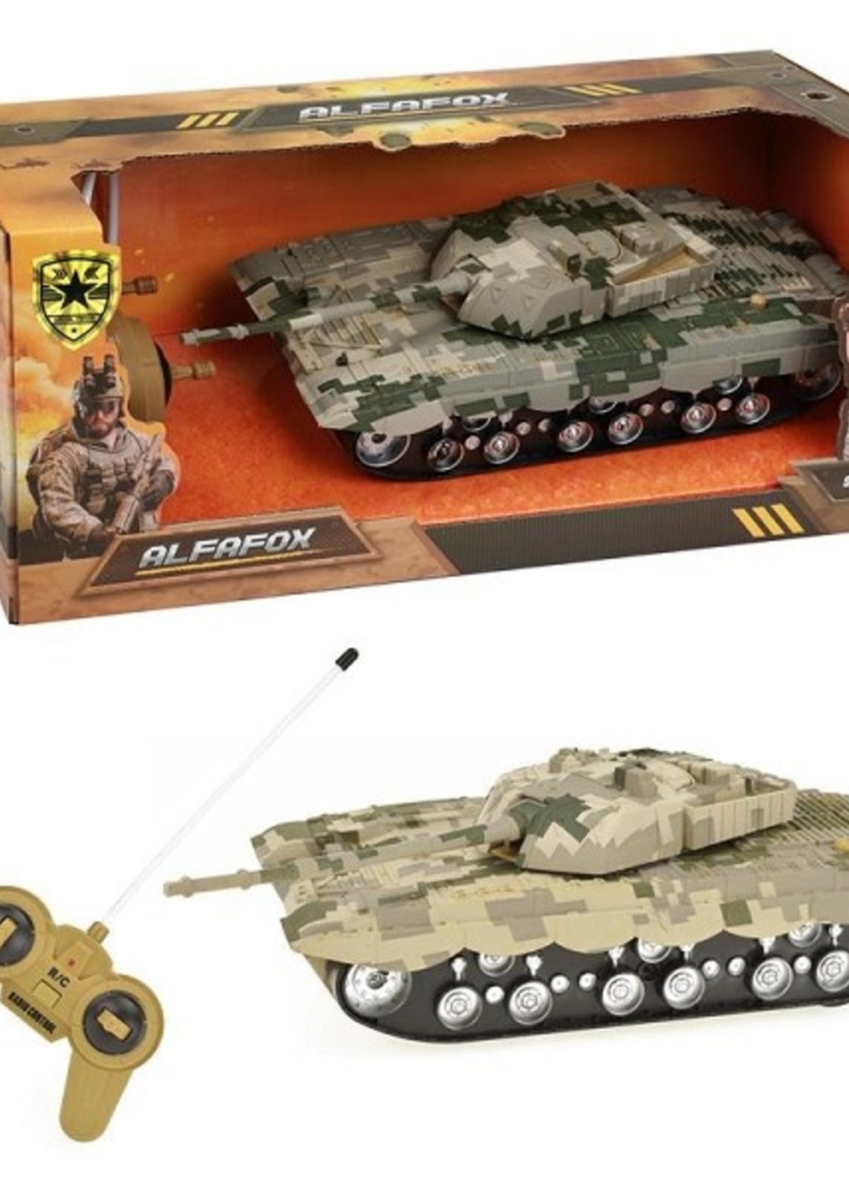 Toi Toys Alfafox Tank militair R-C + licht en geluid