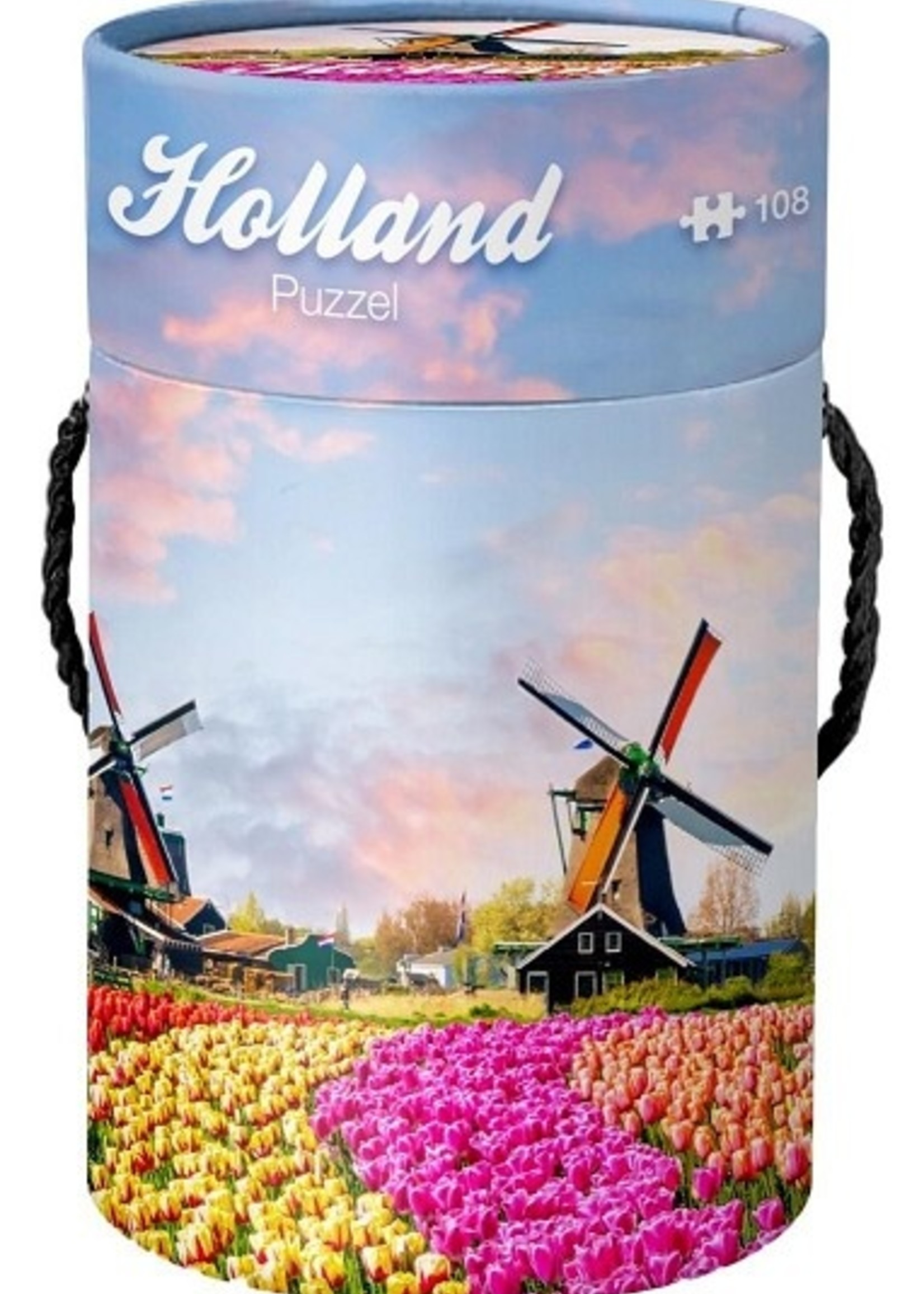 Puzzel in koker Holland 108 stukjes Tulpenveld