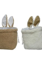 Paasmandje pluche met oortjes 8x11xh14cm in beige of wit