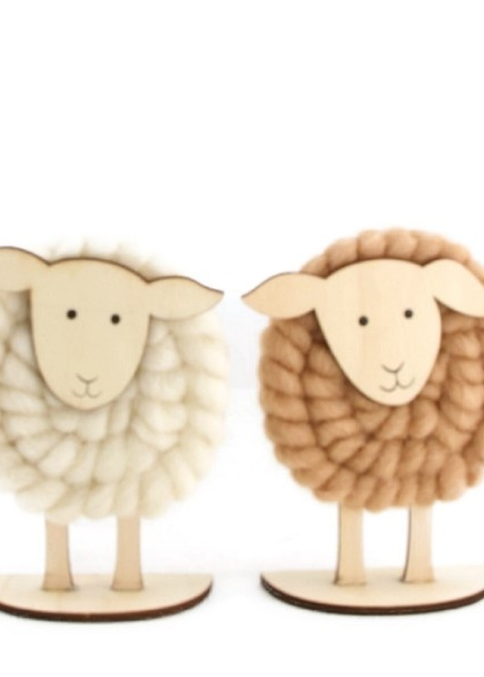 Dijk Natural Collections Beeld Schaap hout en wol 10x4.5x15cm - per stuk