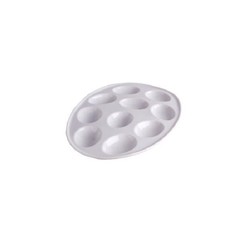 Eierschaal wit aardewerk voor 10 eieren 27x20cm