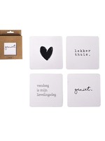 Gusta Onderzetters Genieters set a 4 stuks 10x10cm zwart-wit