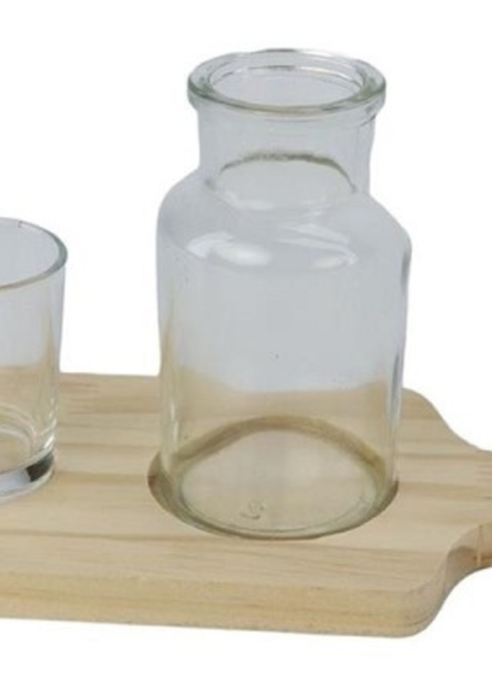 Decoplank met vaas en theelicht 27cm