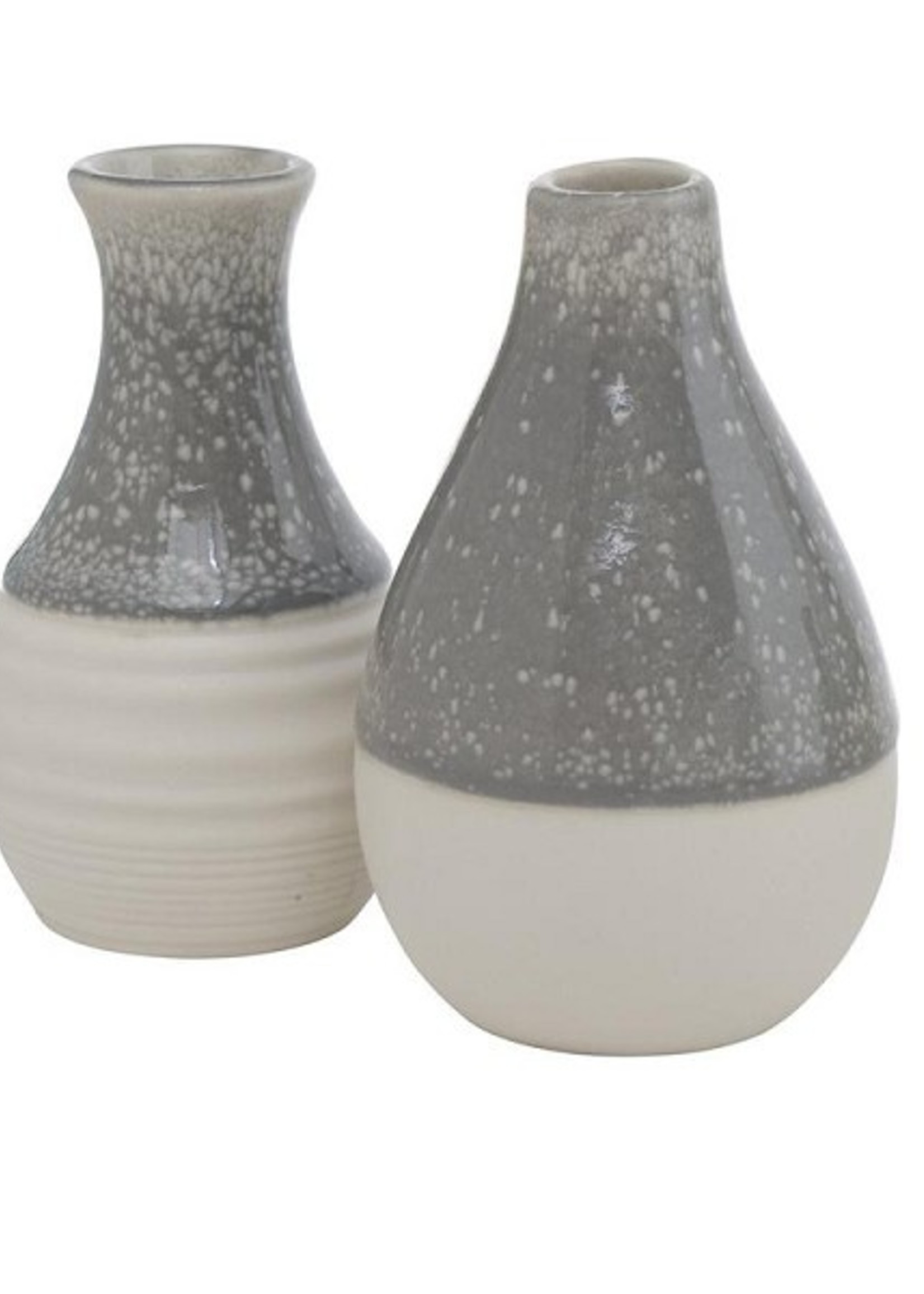 Boltze Home Vaas porselein H10cm wit/grijs per stuk