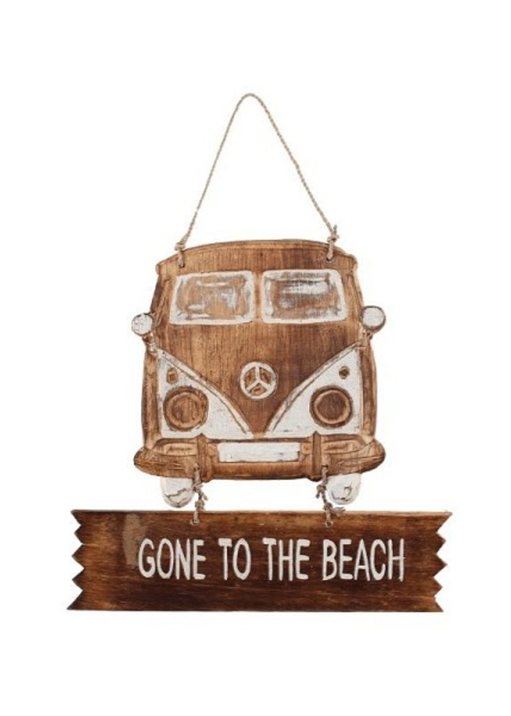 Deurhanger bus gone to the beach hout 31x19cm