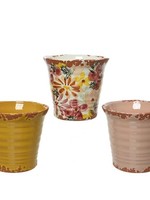 Decoris Planter terracotta Ø14-H13.5cm in 3 verschillende vrolijke kleuren per stuk