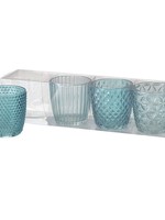 Boltze Home Windlicht Marilu 4-delige set Ø7xh7cm blauw