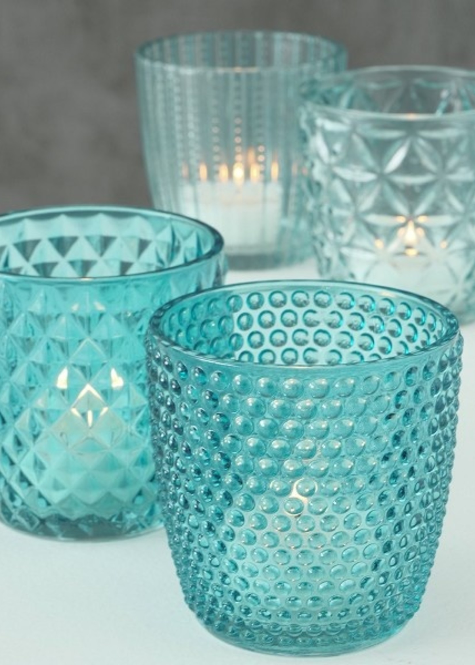 Boltze Home Windlicht Marilu 4-delige set Ø7xh7cm blauw