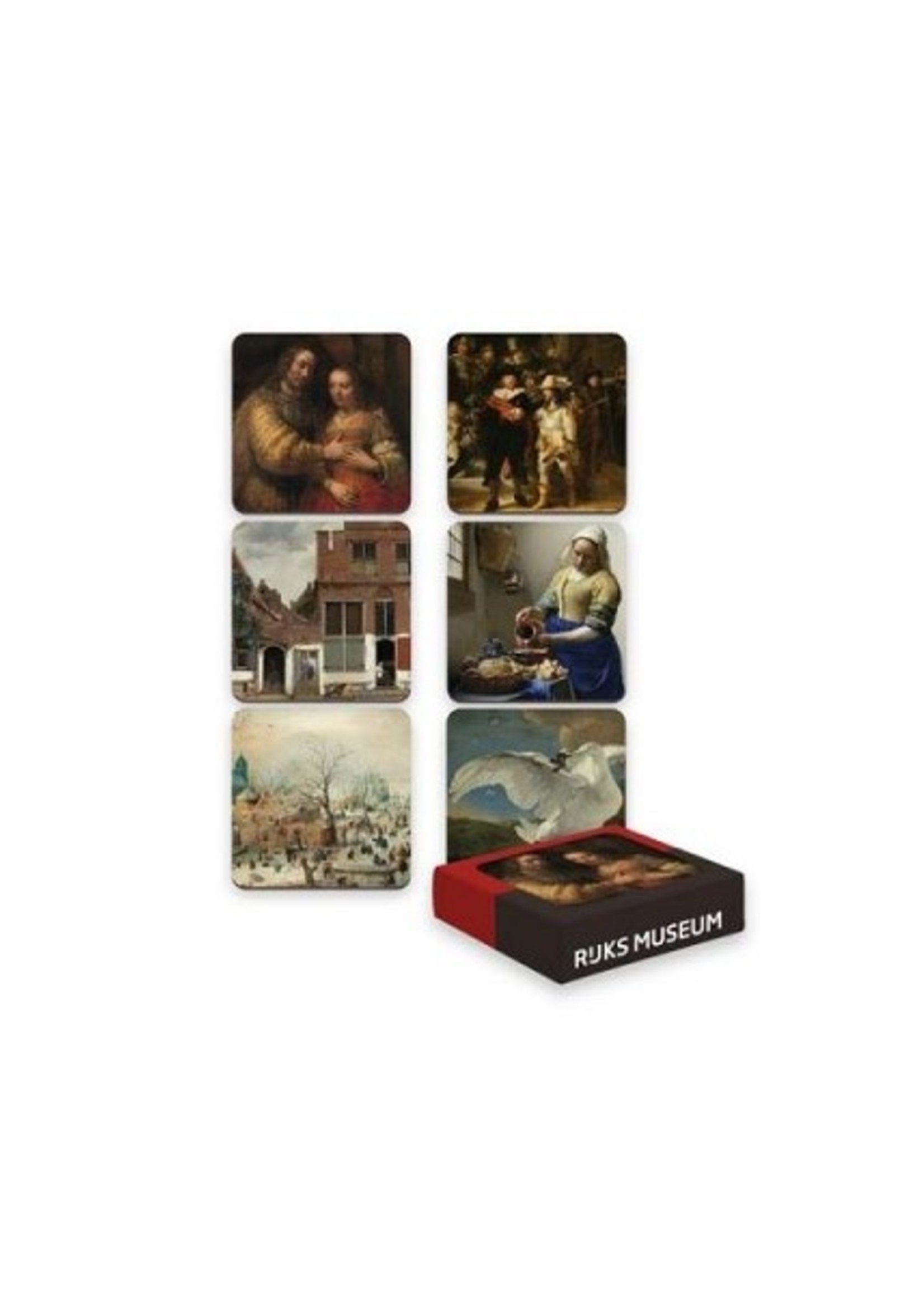 Onderzetters kurk Meesterwerken 17e eeuw doosje a 6 stuks ( Rijksmuseum)