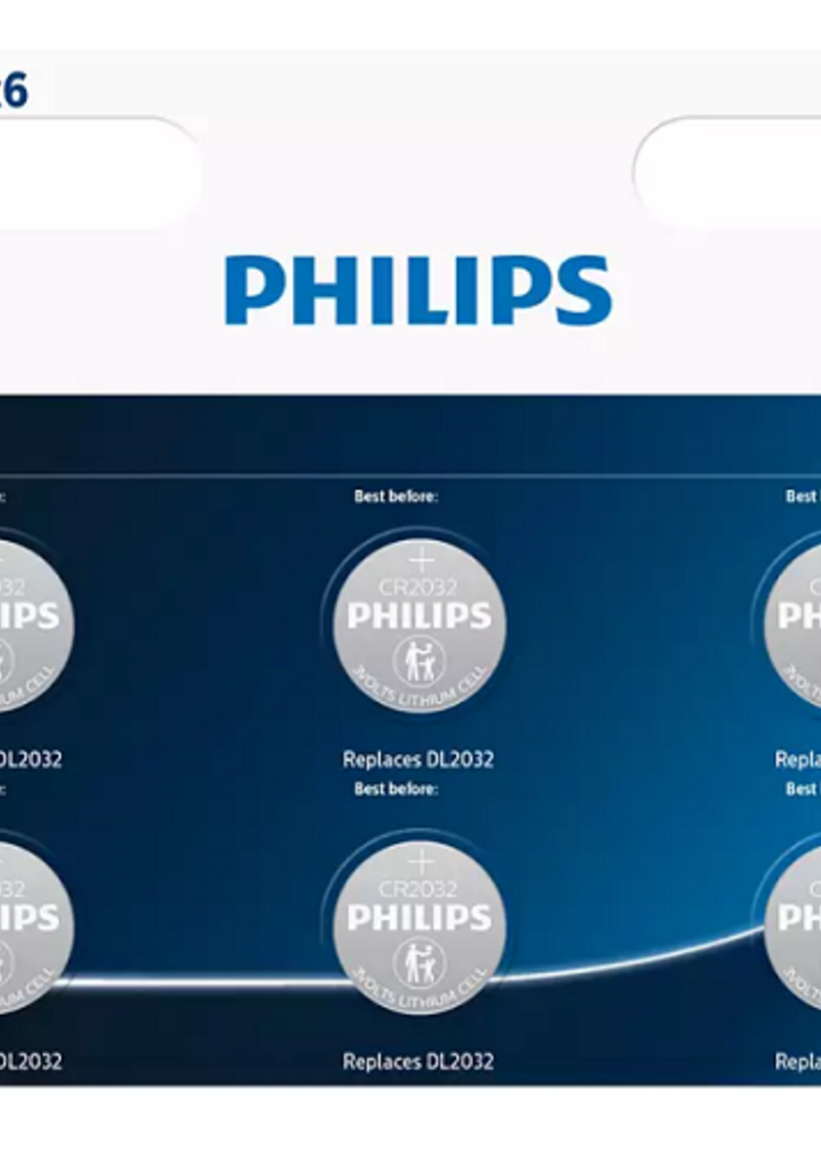 Philips Lithium CR2032 3V batterij 6 stuks op kaart