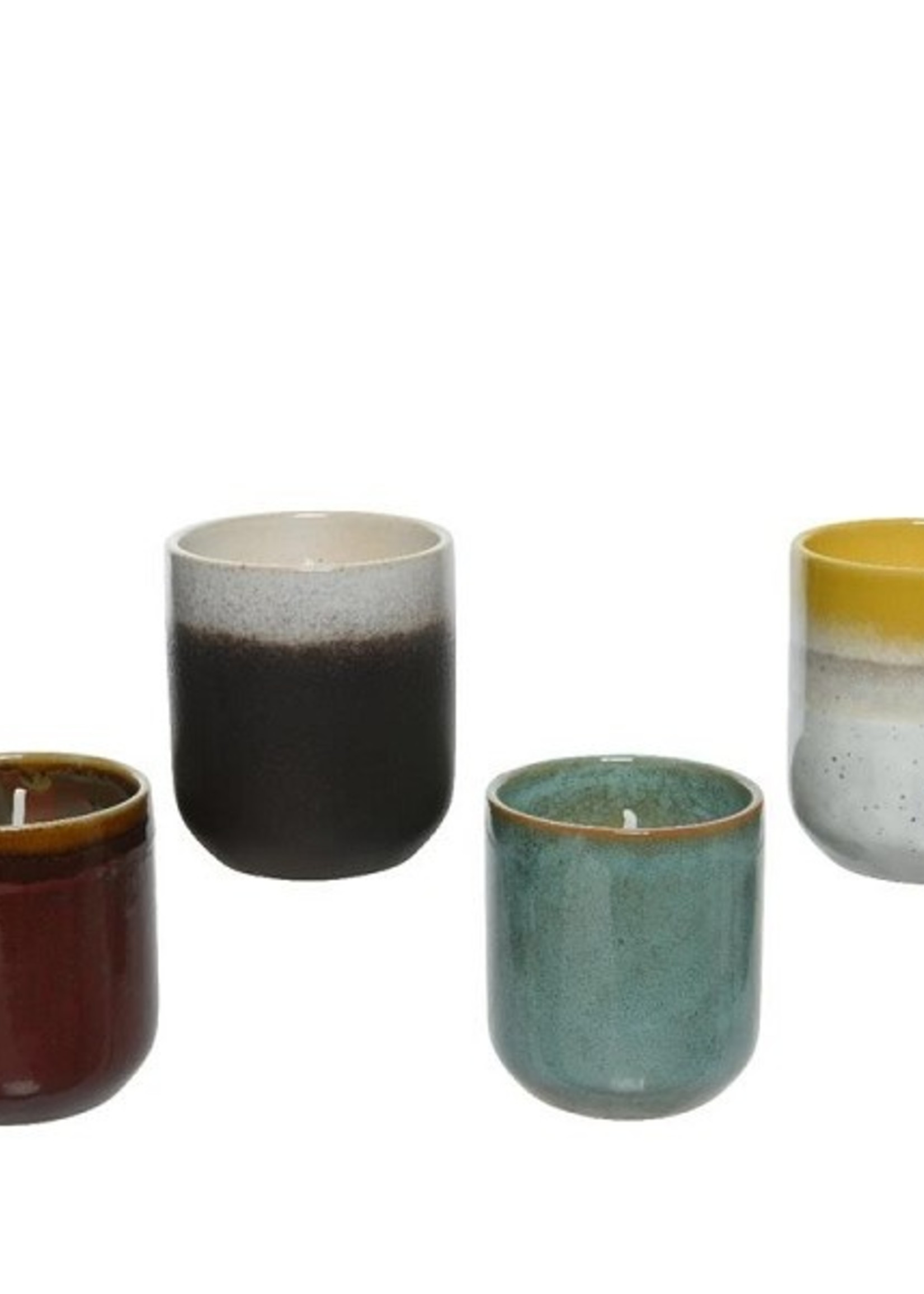 Decoris Citronella kaars in pot keramiek Ø7-H7.8cm per stuk