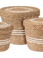 Mandenset 3-delig cattail leaf rond LxBxH 25x25x21cm