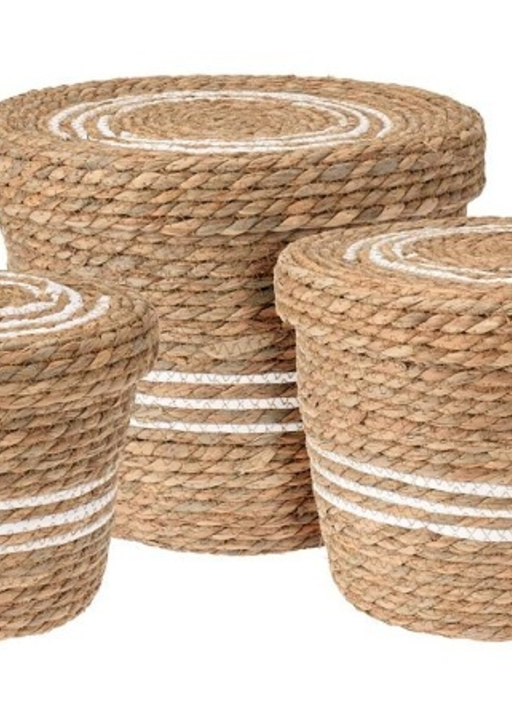 Mandenset 3-delig cattail leaf rond LxBxH 25x25x21cm